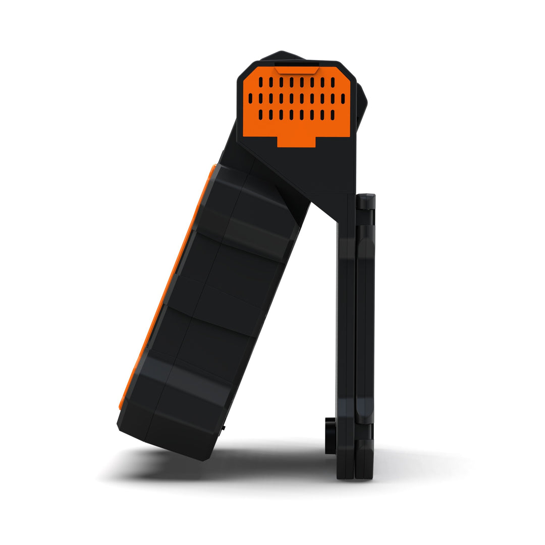 Cooling portable solar camping fan with USB-C power bank and integrated LED work light Stornfield