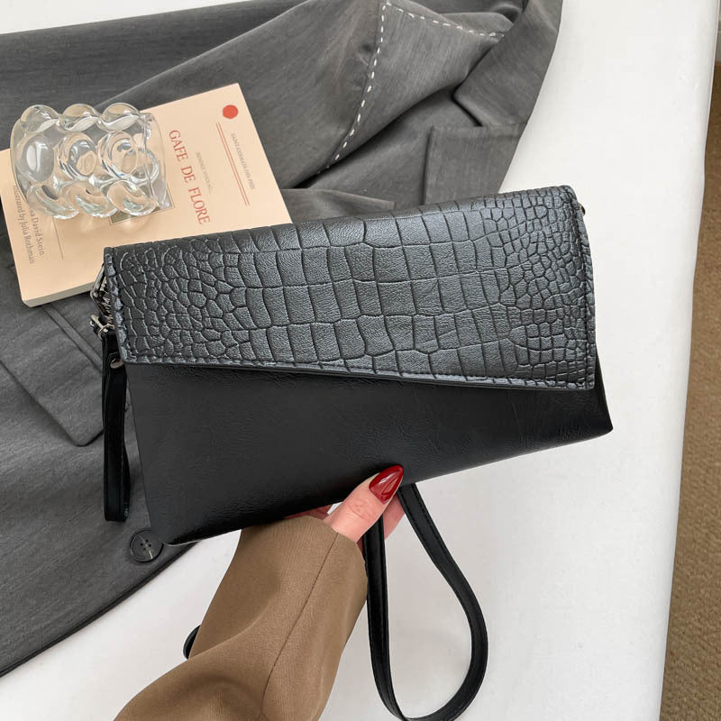 Croc-Embossed Clutch Handbag