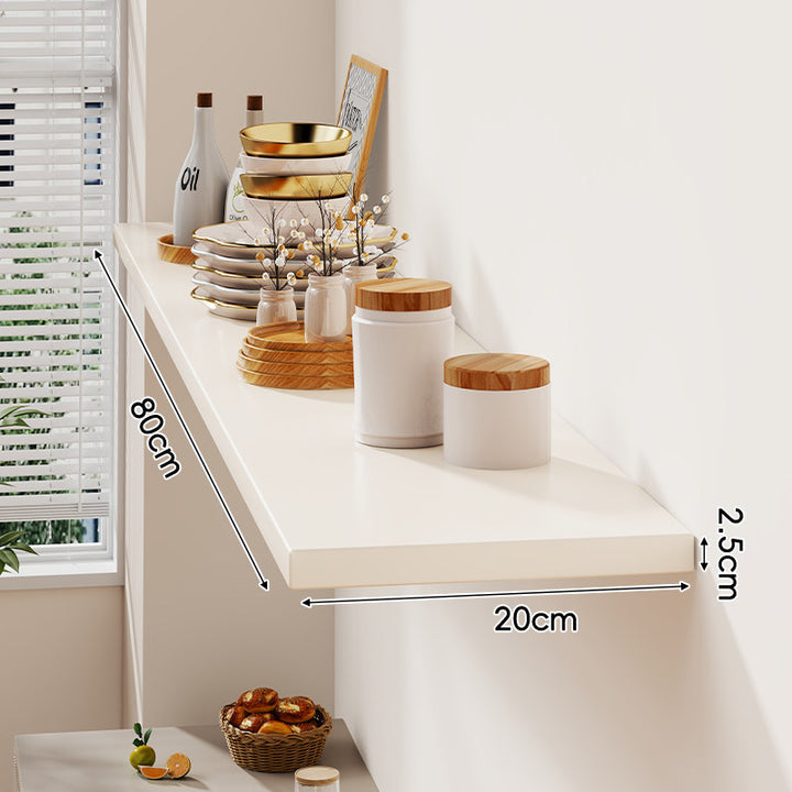 Floating Wall-Mounted Solid Wood Display Shelf with Concealed Brackets and Slim Profile