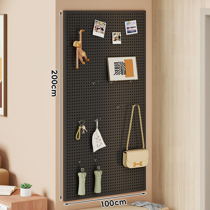 Wall-Mounted Perforated Pegboard Organizer Panel with Modular Hooks