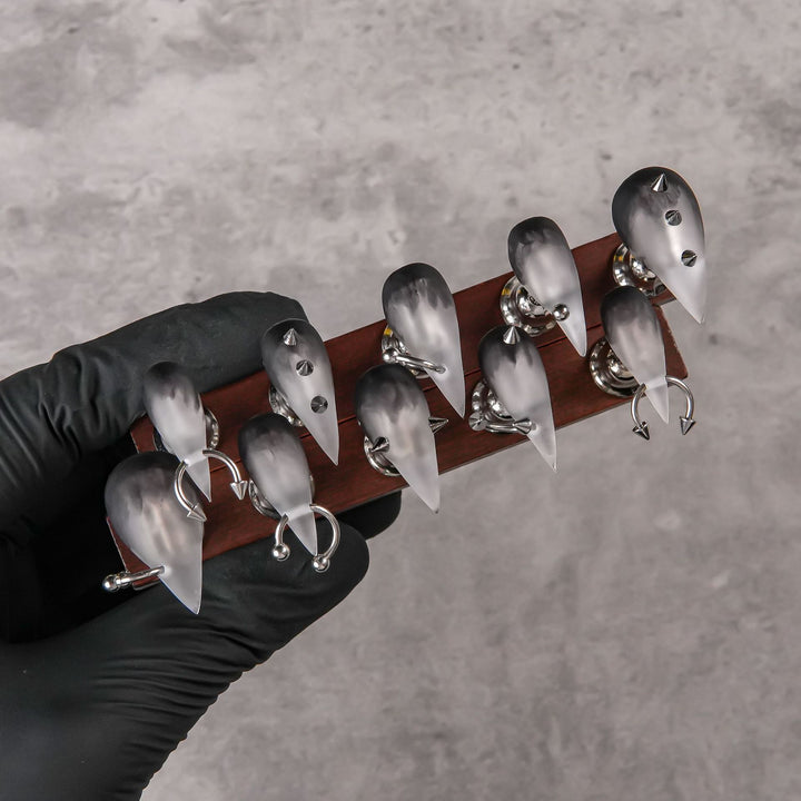 Decorative Stiletto Press-On Nails Set with Unique Design