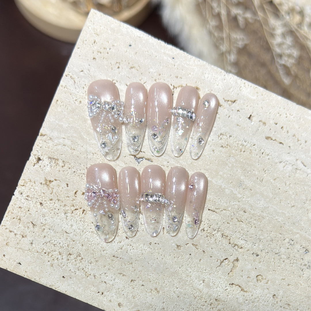 Decorative Rhinestone Press-On Nail Tips