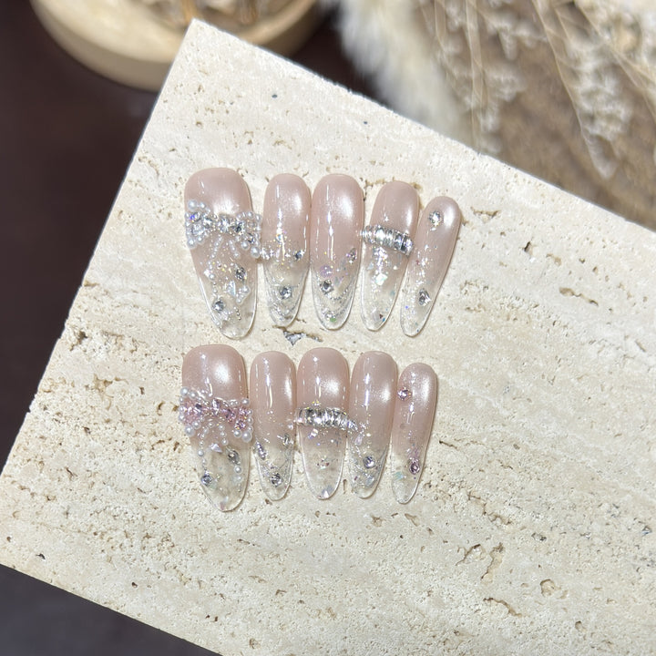 Decorative Rhinestone Press-On Nail Tips
