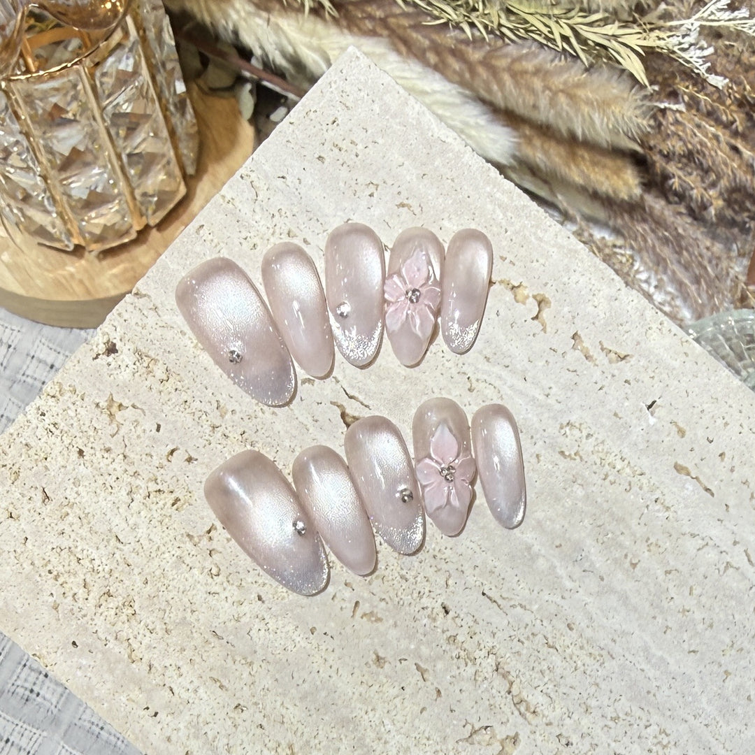 Elegant Floral Acrylic Press-On Nail Set