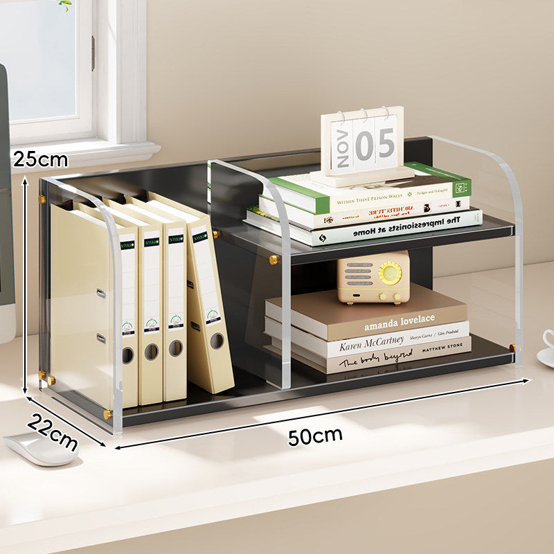 Curved-Acrylic Panel Dual-Compartment Desktop Book and Document Organizer