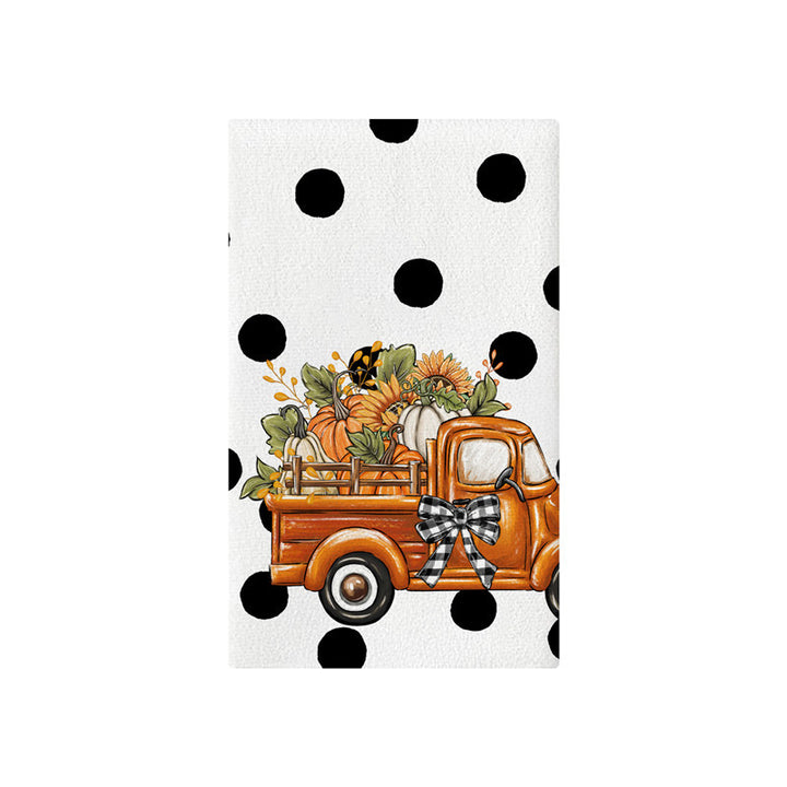 Vertical Buffalo Check Autumn Garden Banner with Painted Pumpkin Illustration