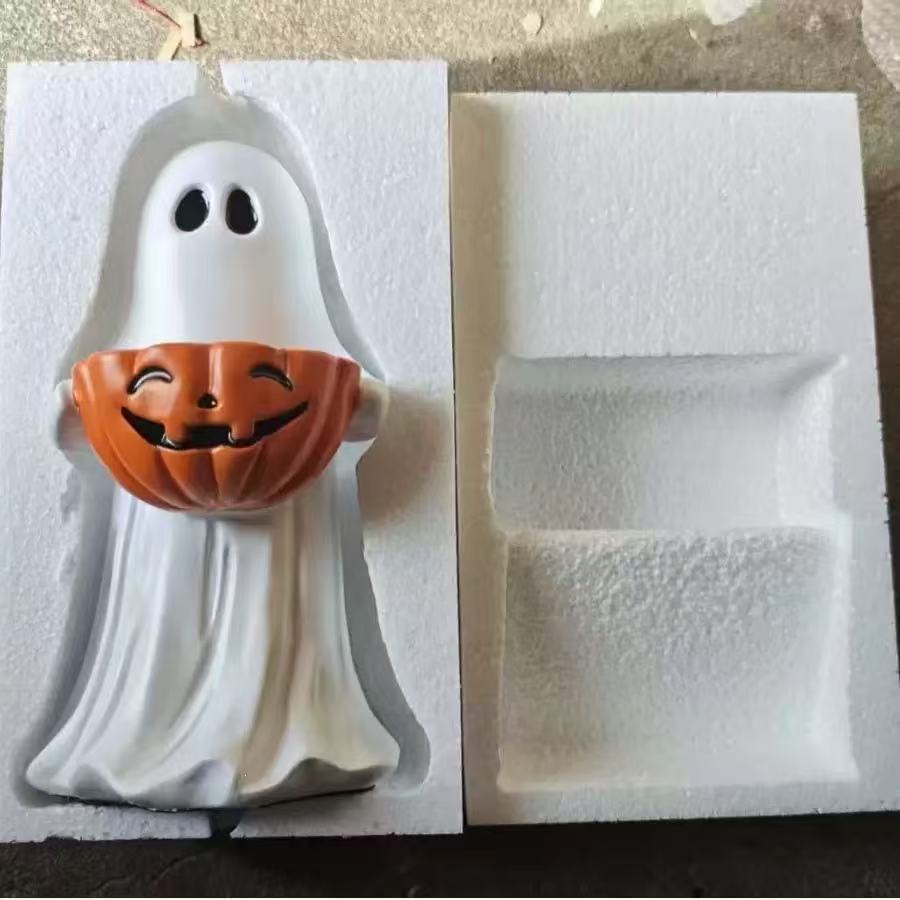 Decorative Ghost Figure with Pumpkin Lantern Stornfield