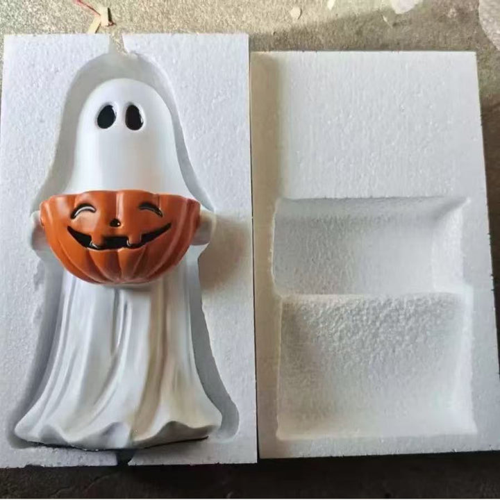 Decorative Ghost Figure with Pumpkin Lantern Stornfield