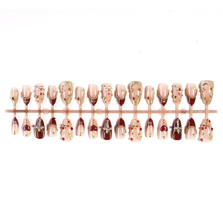 Decorative artificial nail set with elegant embellishments Stornfield