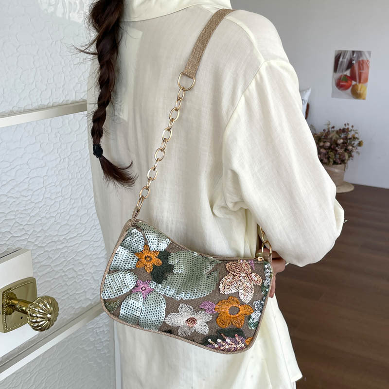 Embroidered Floral Evening Clutch