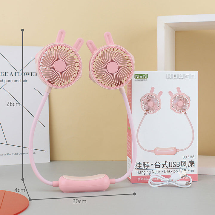 Women Portable Double Fan Neckband Fan Stornfield