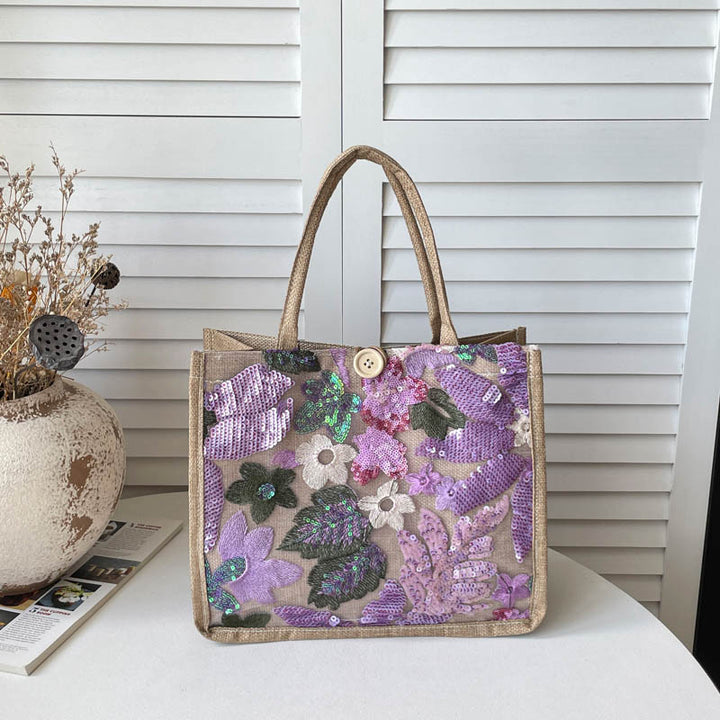 Embroidered Sequined Tote Bag