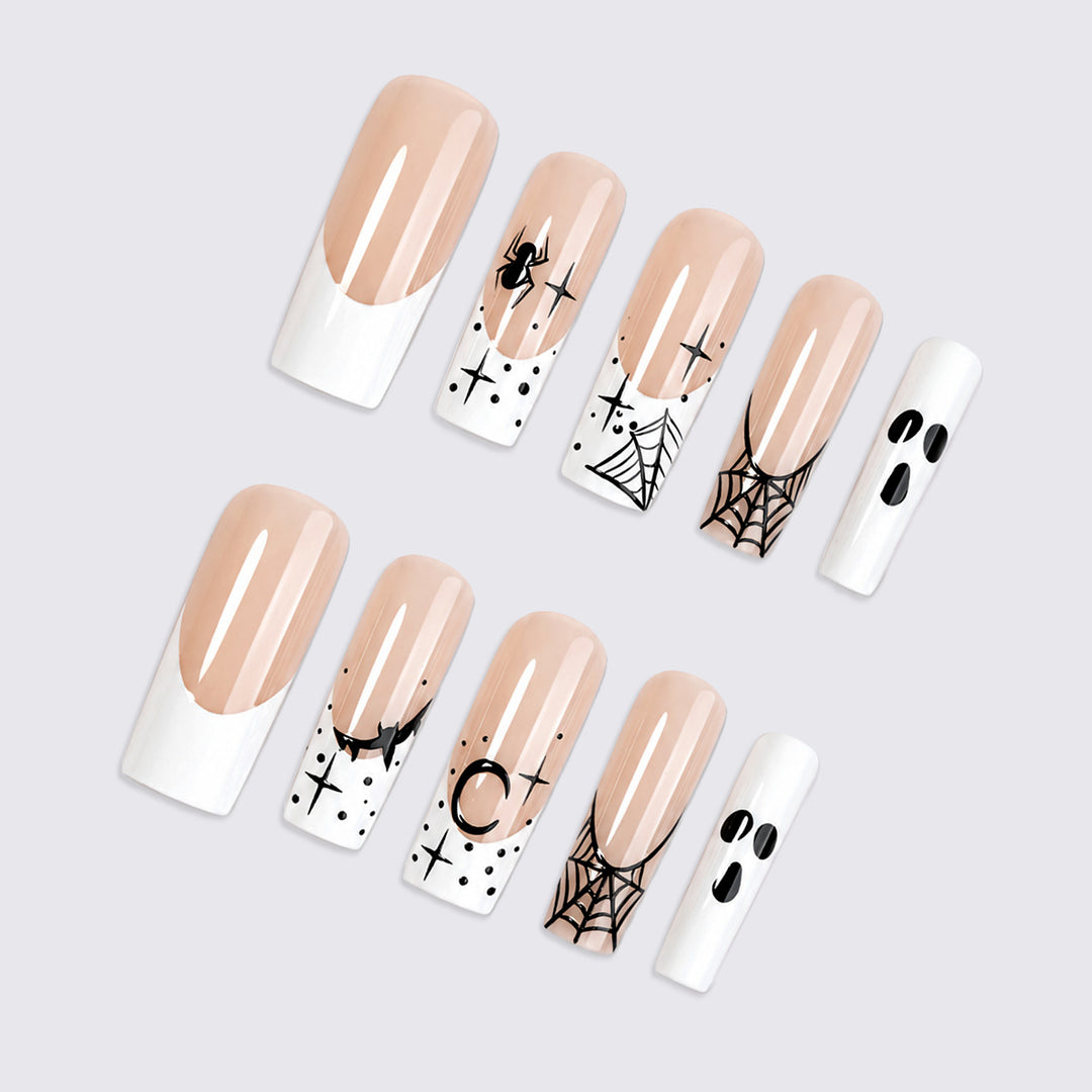 Halloween Art Nail Set with Creative Spider and Ghost Designs Stornfield