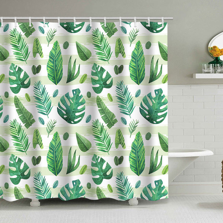 Tropical Leaf Print Shower Curtain Stornfield