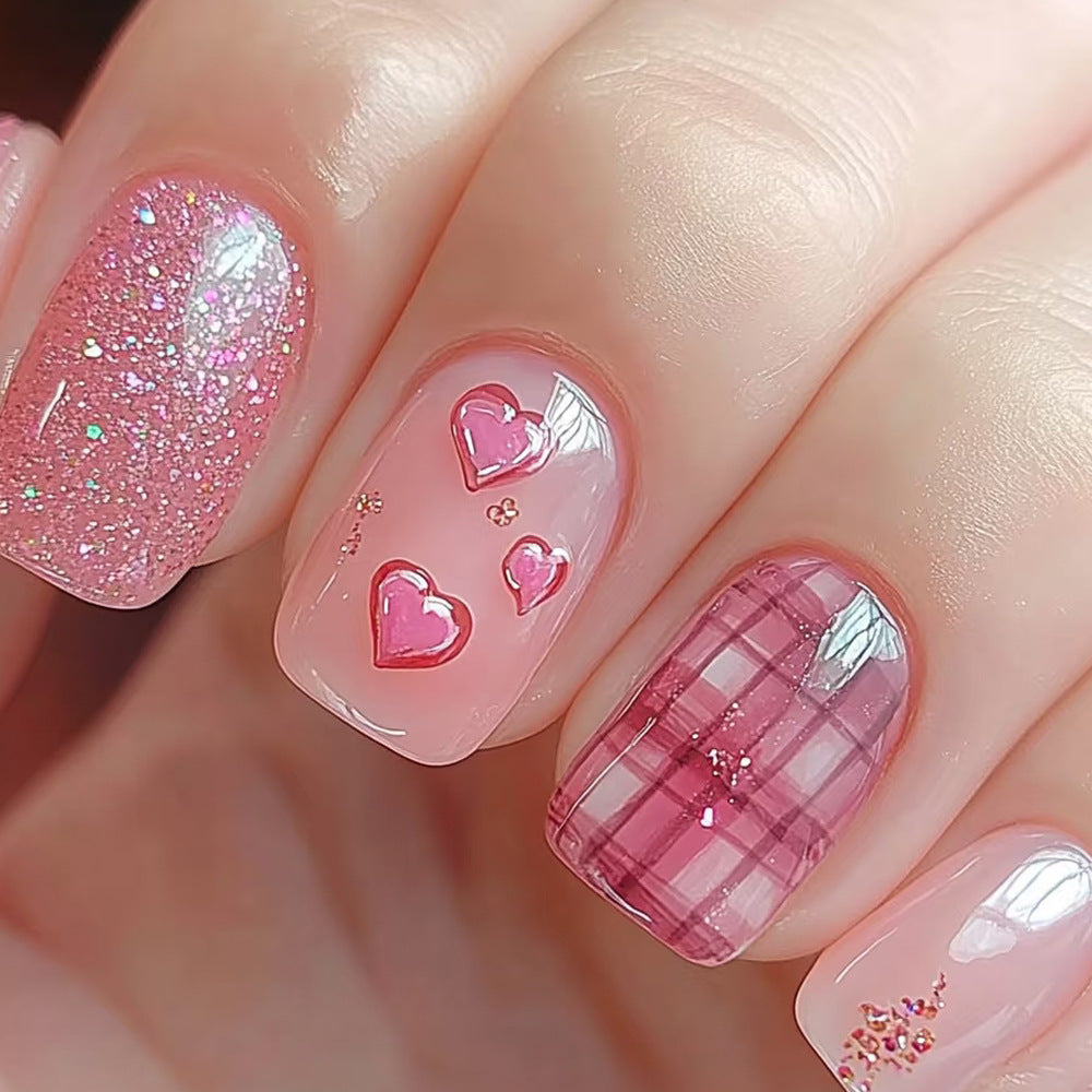 Heart-Embellished Press-On Nail Art Stornfield 1787370520