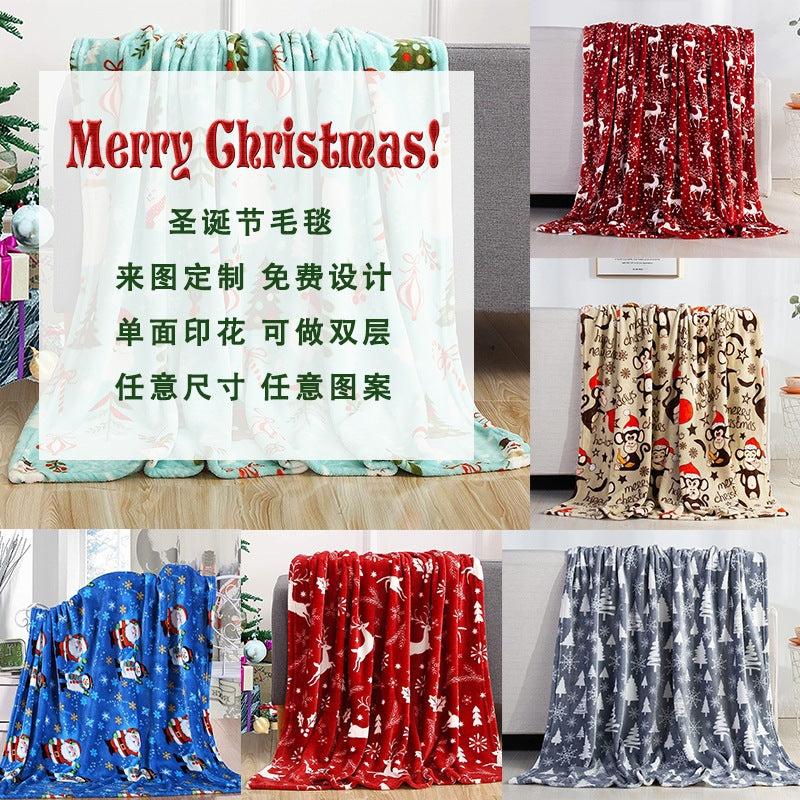 Festive Holiday-Themed Plush Throw Blanket