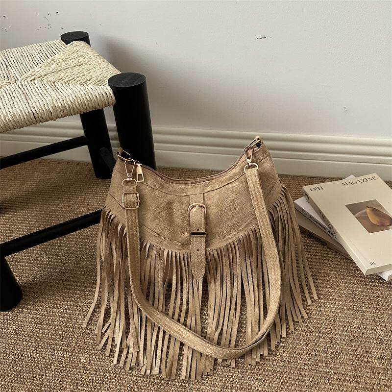 Bohemian Suede Fringe Handbag
