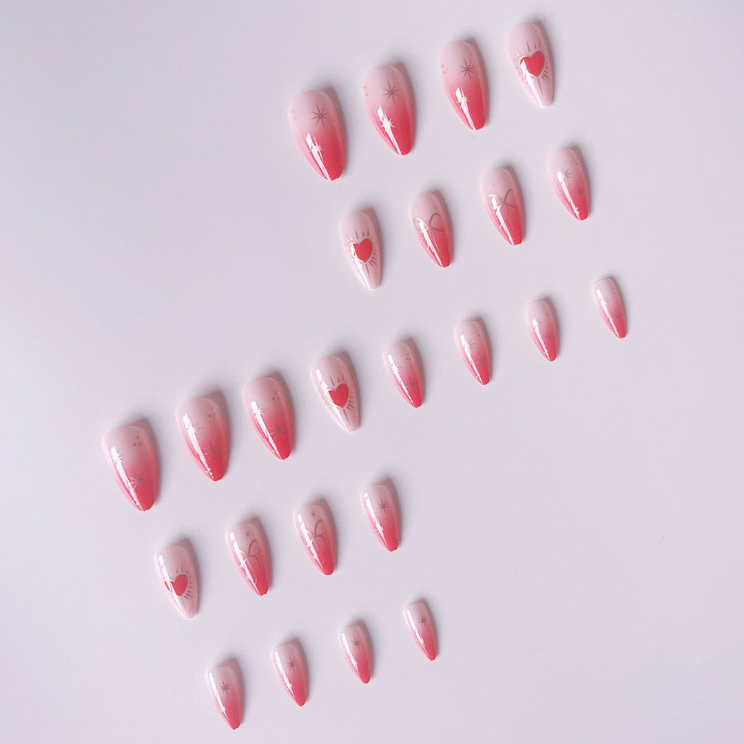 Glamorous artificial nail tips with heart and star decorations Stornfield
