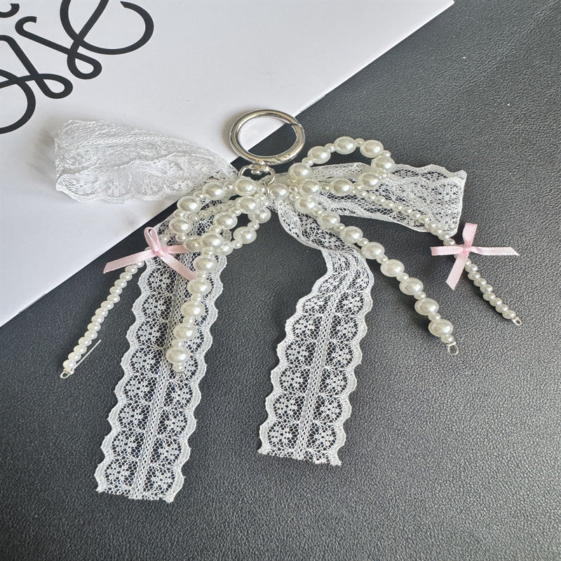 Elegant Lace and Pearl Keychain Stornfield