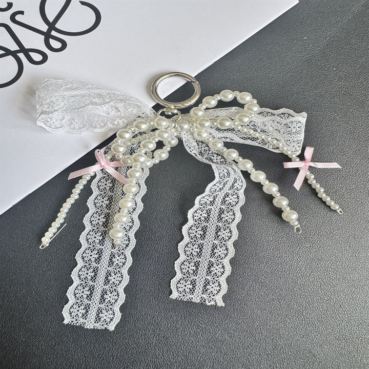 Elegant Lace and Pearl Keychain Stornfield
