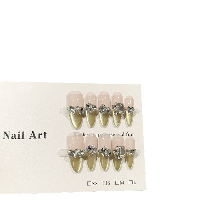 Glamorous Rhinestone-Embellished Press-On Nail Art