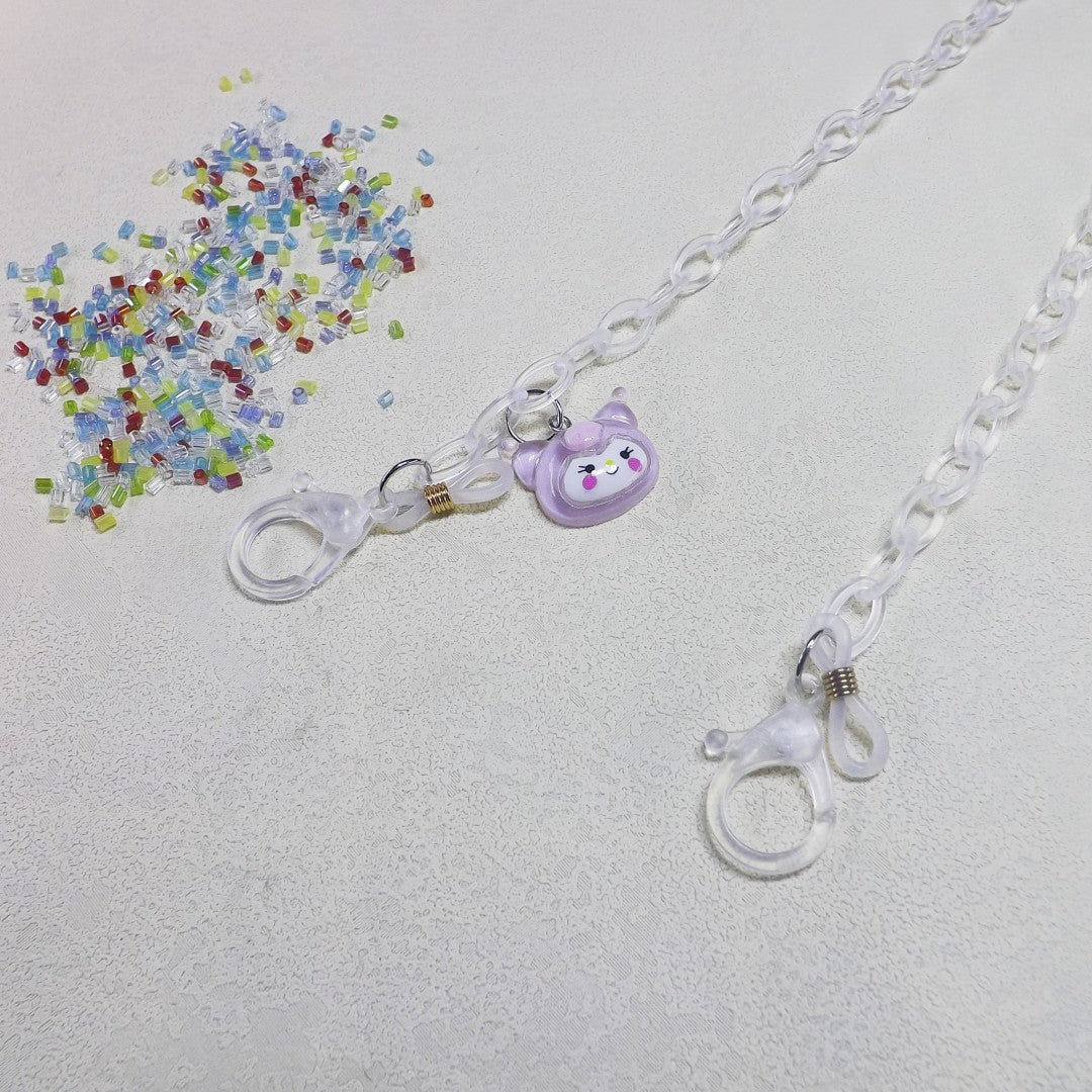Playful glasses holder chain made of transparent material Stornfield
