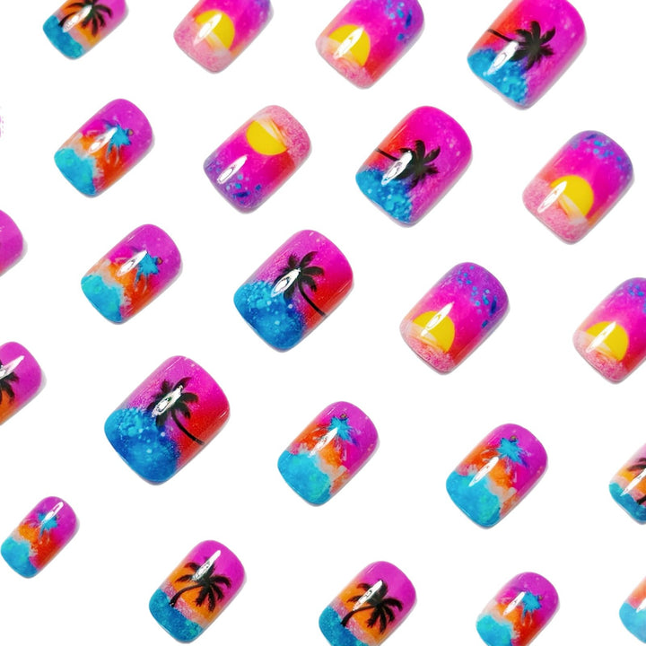 Artificial nails with luminous sunset design Stornfield