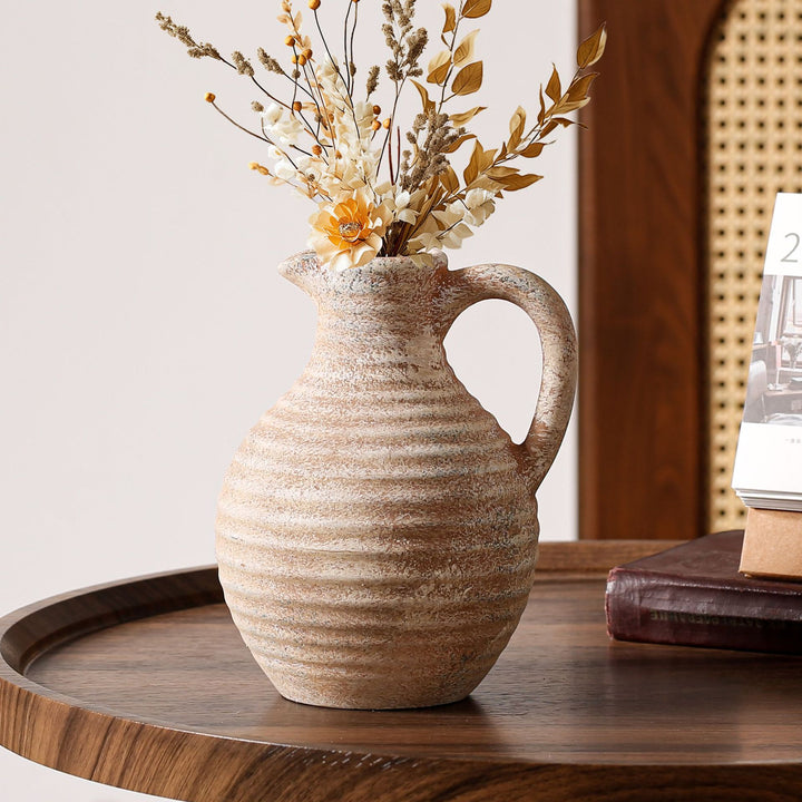 Handcrafted ceramic vase with ribbed structure Stornfield