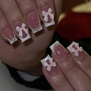 Creative 3D Bow and Pearl Nail Extensions Stornfield
