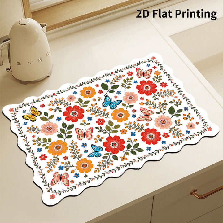 Floral Print Kitchen Mat