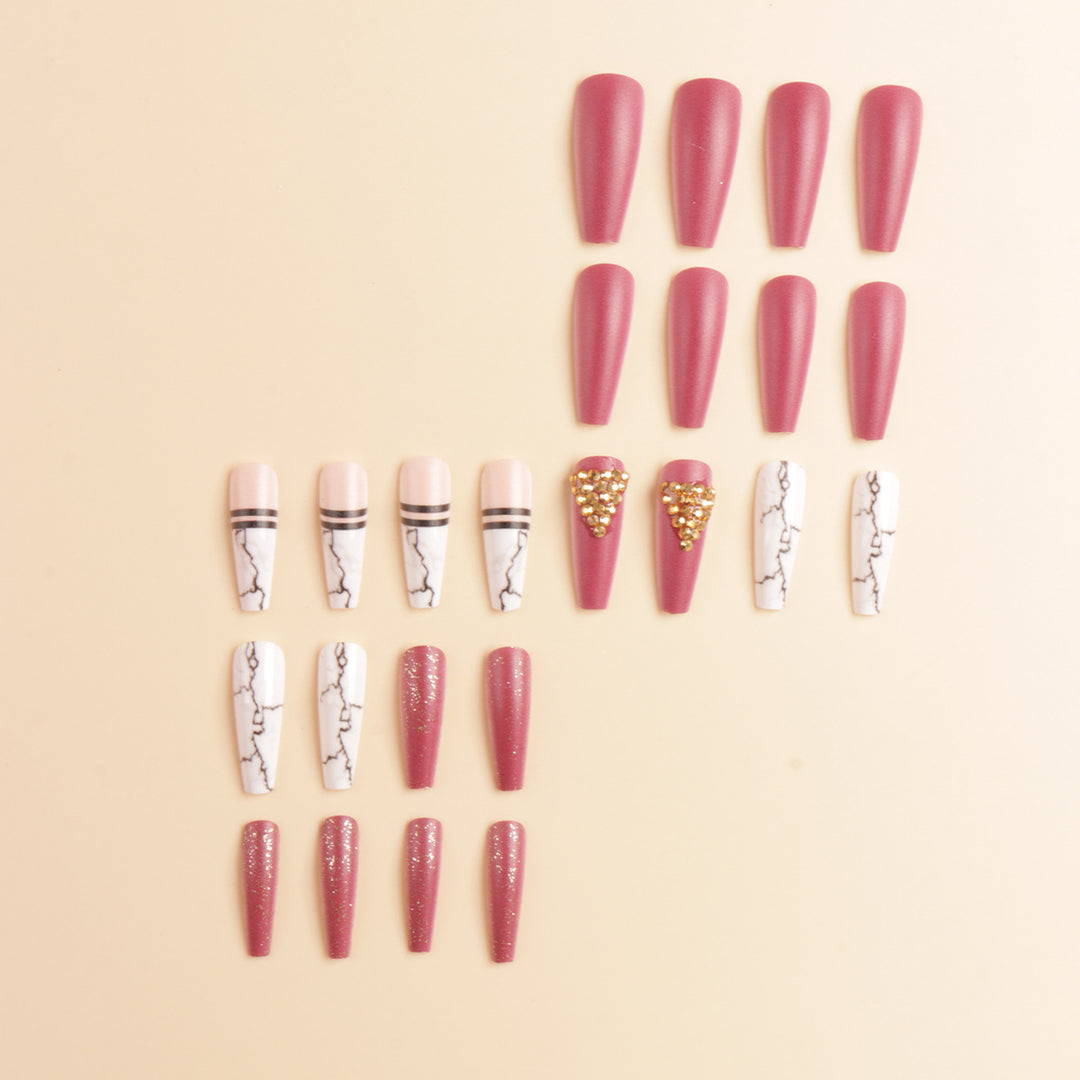 Elegant Marble Press-On Nail Art Set Stornfield