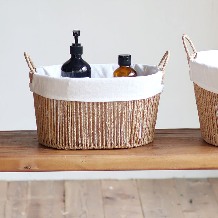 Handcrafted storage basket with white cotton lining Stornfield