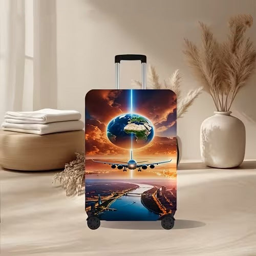Unisex nan elastic suitcase cover with volcanic lava marble design, stretch protective cover for trolley Stornfield