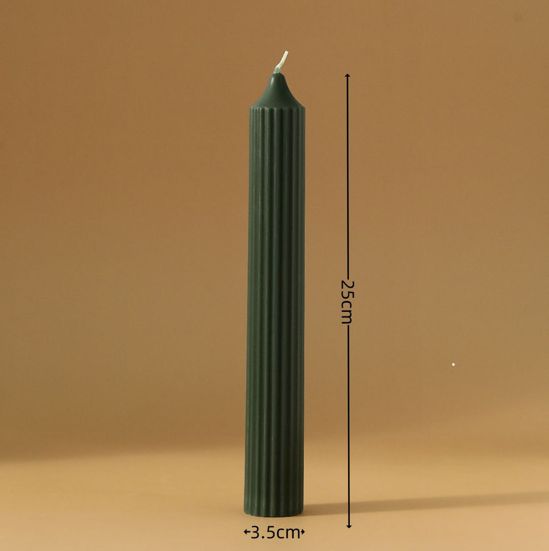 Ribbed Tall Taper Dinner Candle with Vertical Fluted Texture