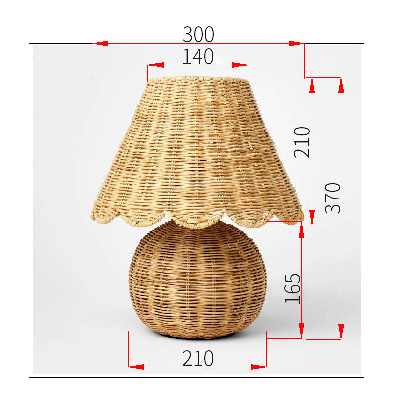 Woven Rattan Table Lamp with Decorative Shade