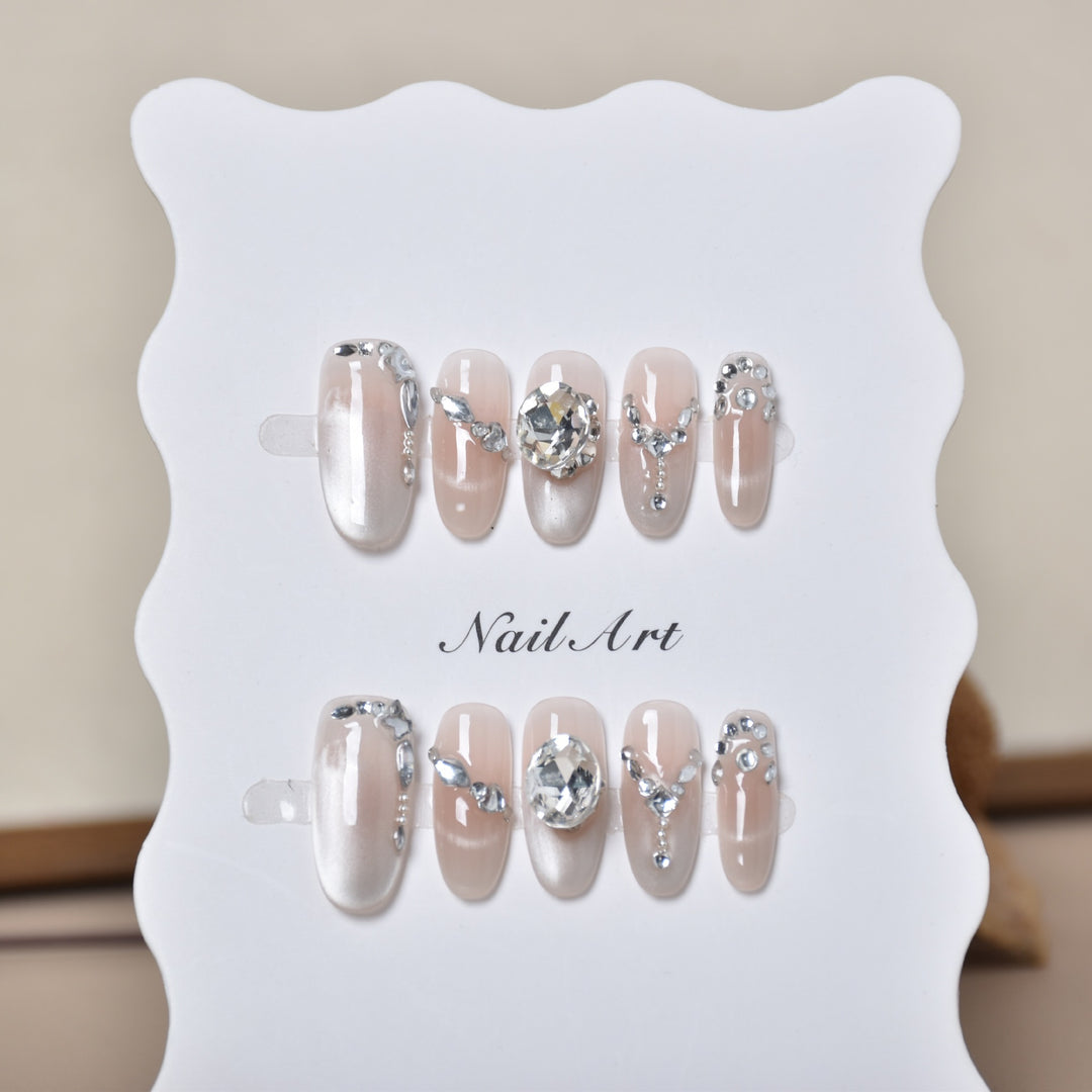 Elegant Crystal-Embellished Press-On Nail Extensions Stornfield