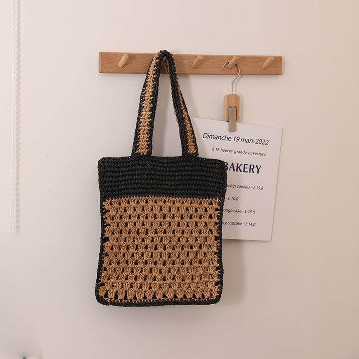 Hand-knotted tote bag in modern net design Stornfield