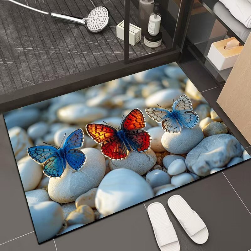Reflective Floral Bath Mat