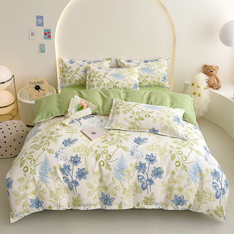 Floral Patterned Reversible Duvet Cover Set