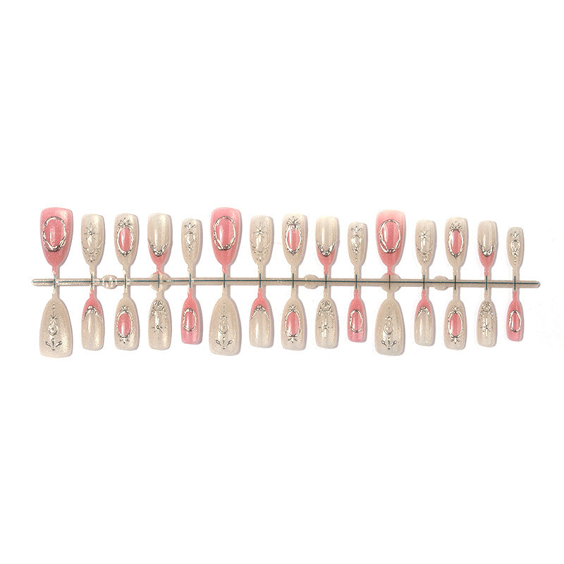 Decorative Press-On Nail Art Set with Floral and Shimmer Accents Stornfield