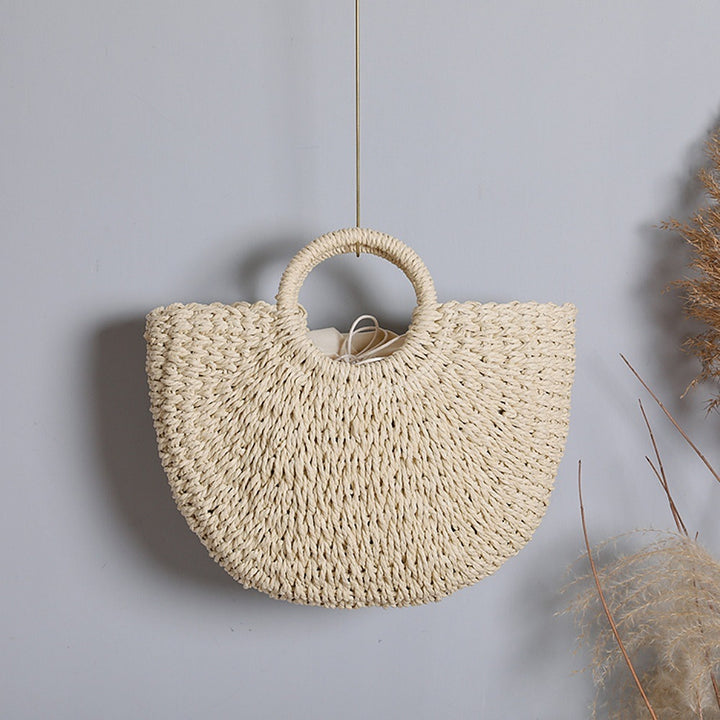 Handcrafted basket bag with round handles Stornfield