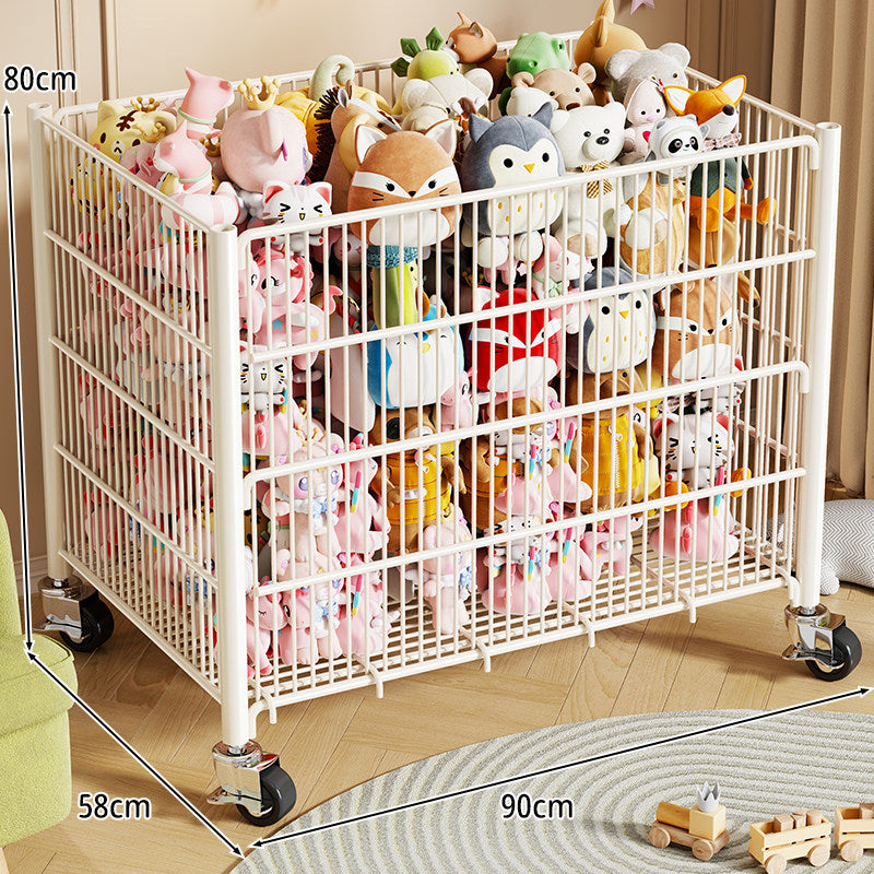 Mobile Heavy-Duty Wire Toy Storage Bin with High Walls and Locking Swivel Casters