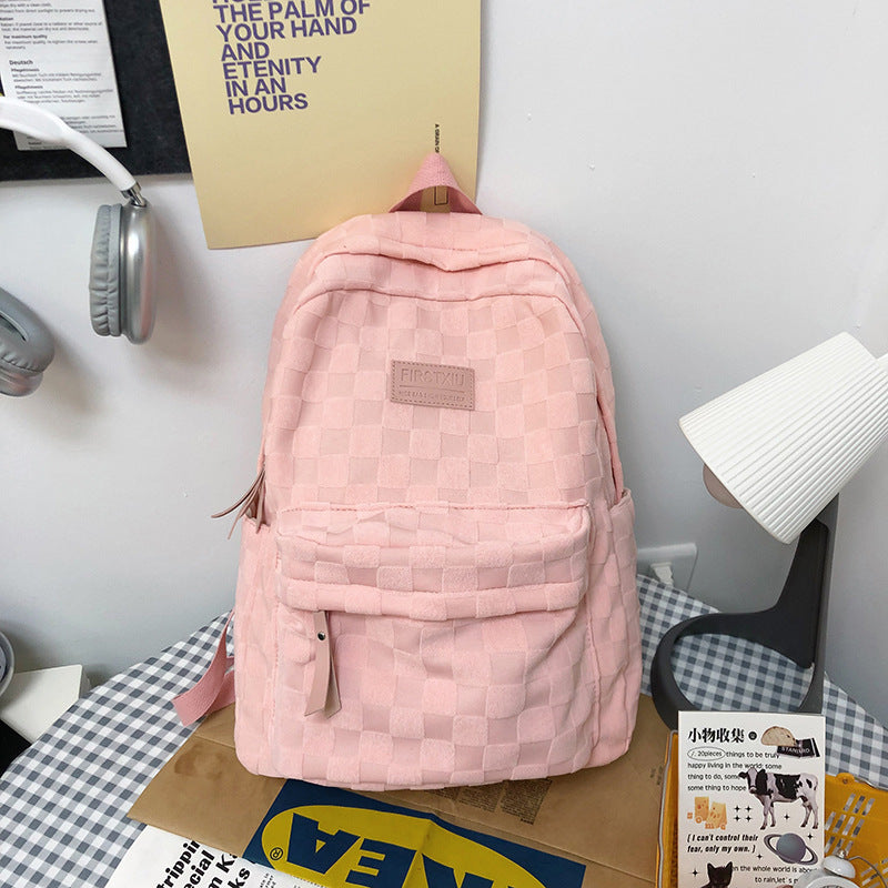 Checkered Textured School Backpack Stornfield