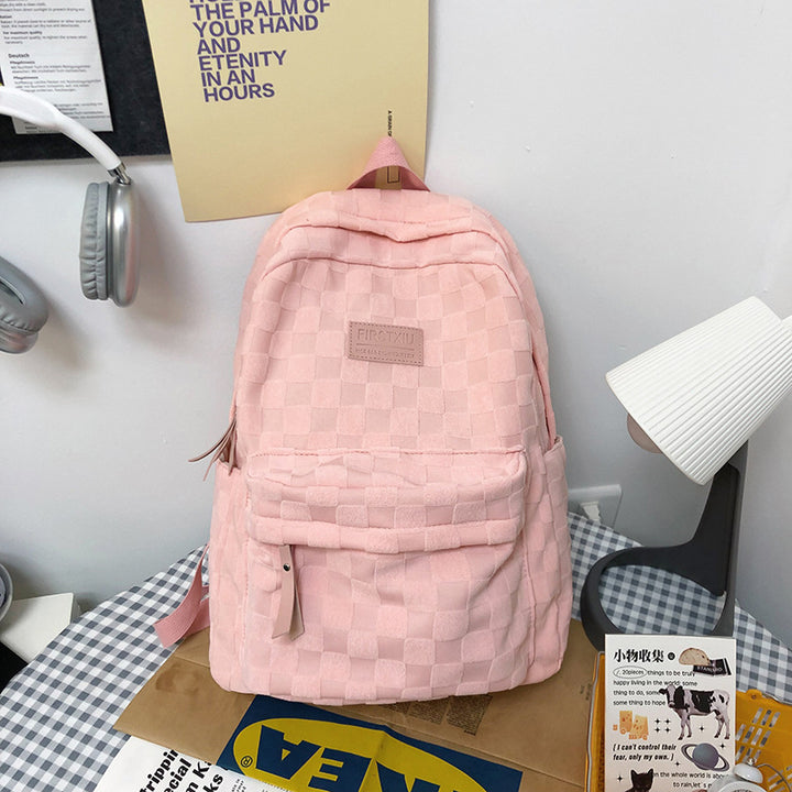 Checkered Textured School Backpack Stornfield