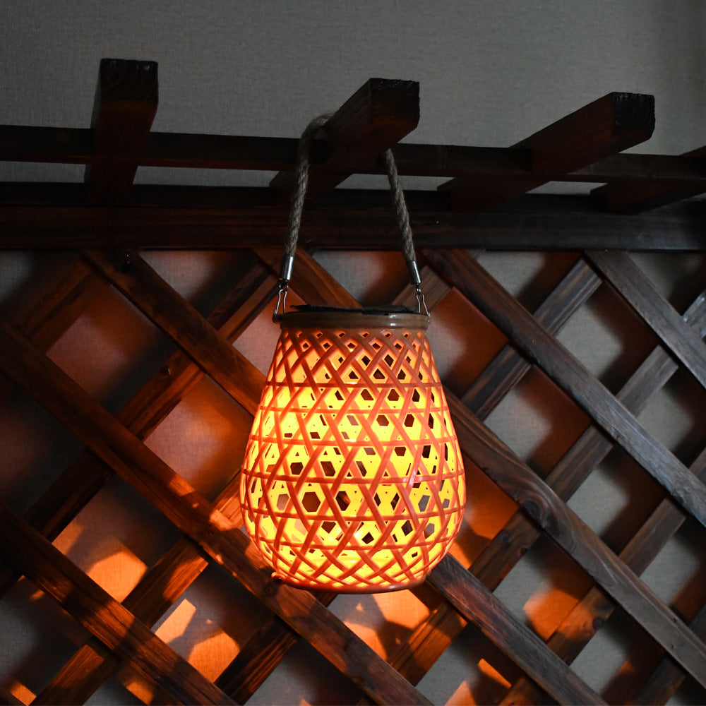 Decorative Woven Lantern With Rope Handle Stornfield