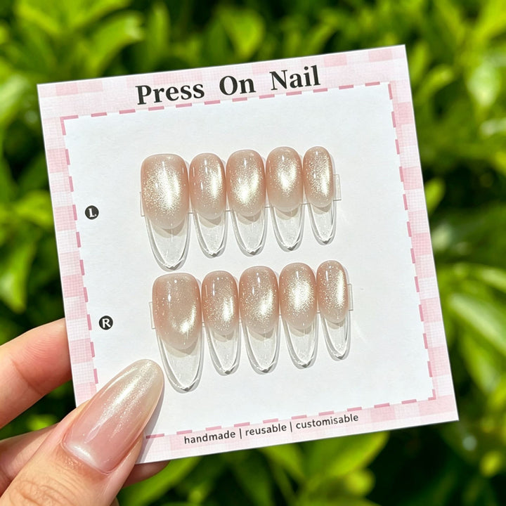 Elegant Reusable Press-On Nail Art Set with Floral Accents