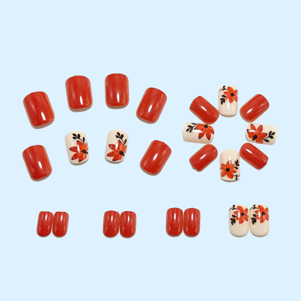 Artificial nails with floral autumn motifs Stornfield
