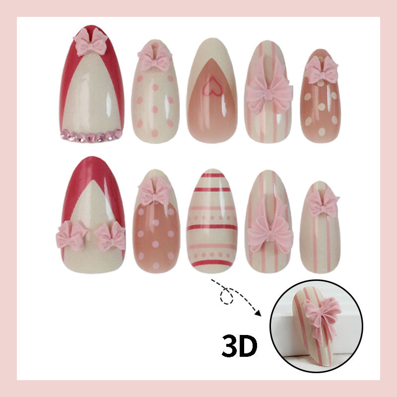 Nail art set with romantic bow and heart motifs Stornfield
