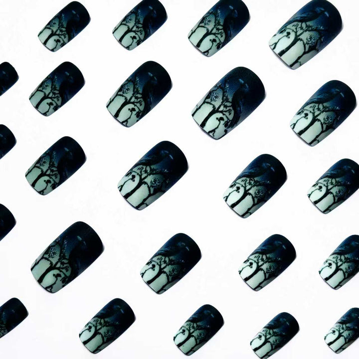 Creative skull and crow design artificial nails Stornfield