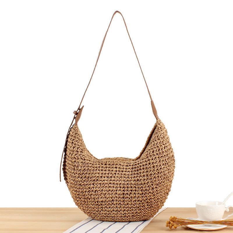 Handcrafted macrame bag with elegant leather accent Stornfield